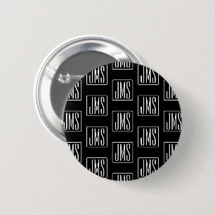 Modern Monogrammed Pattern Black & White 2 Inch Round Button