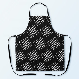 Modern Monogrammed Pattern   Black & White Apron