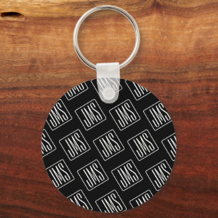 Modern Monogrammed Pattern   Black & White Keychain