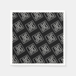Modern Monogrammed Pattern   Black & White Napkin