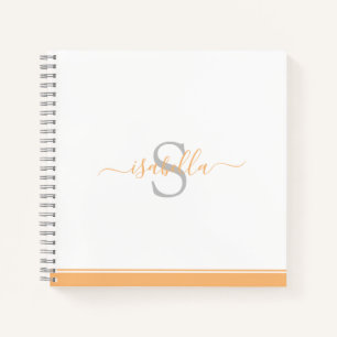 Modern Monogrammed Peach Notebook