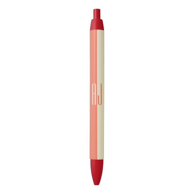 Modern Monogrammed Red Ink Pen (Front Vertical)