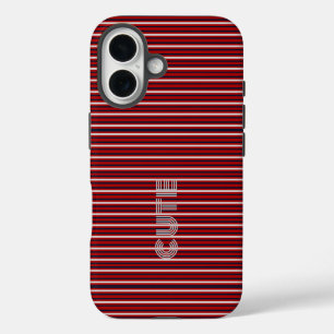 Modern Monogrammed Striped iPhone 16 Case