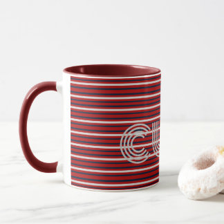 Modern Monogrammed Striped Mug