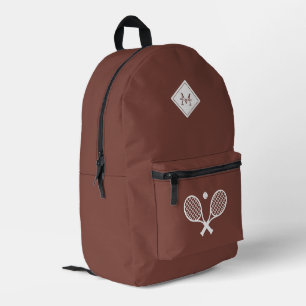 Modern Monogrammed Tennis Player Minimalist  Print Printed Backpack