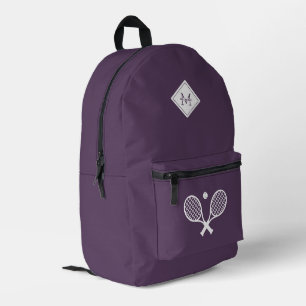 Modern Monogrammed Tennis Player Minimalist Printed Backpack