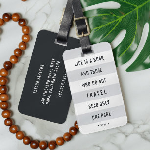 Modern Monogrammed Travel Quote Luggage Tag
