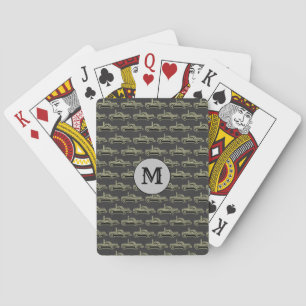 Modern Monogrammed Vintage Car Men Playing Cards
