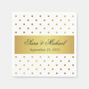 Modern Monogrammed - White and Gold Polka Dots Napkin