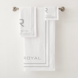 Modern Monogrammed White Hotel Hospitality Bath Towel Set