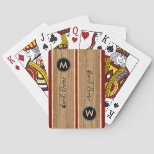 Modern Monogrammed Wood Appearance Playing Cards