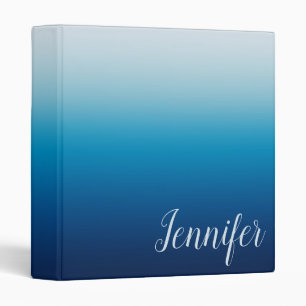 Modern Monotone Ocean Blues Ombre Binder