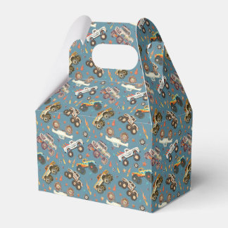 Modern Monster Truck Birthday Watercolor Blue Favor Box