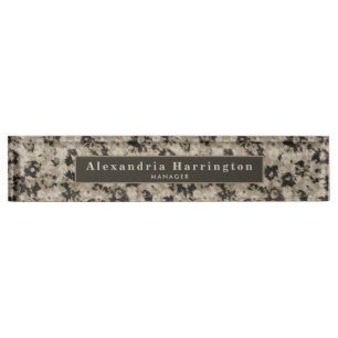 Modern Moody Floral Black Beige Cubicle Decor Nameplate