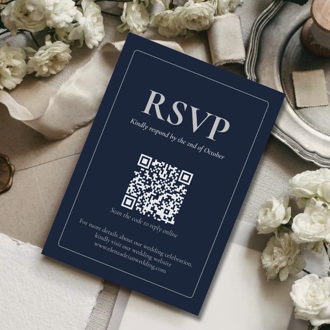 Modern Moody Wedding RSVP Card with QR code (Créateur téléchargé)