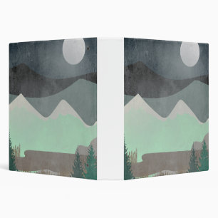 Modern Moon and Mountains Abstract Landscape Art Binder