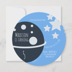 Modern Moon Birthday Party Round Invitation