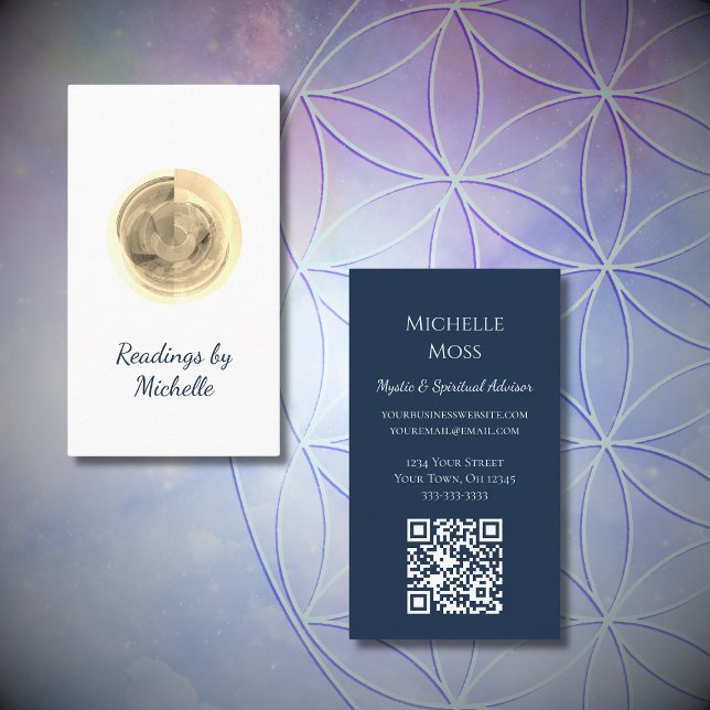 Modern Moon Crystal Ball Simple Tarot Reader Business Card (Creator Uploaded)