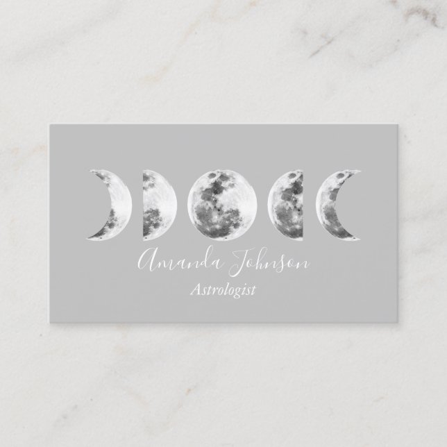 Modern Moon Phases Astrology Yoga Holistic Healer Business Card (Front)