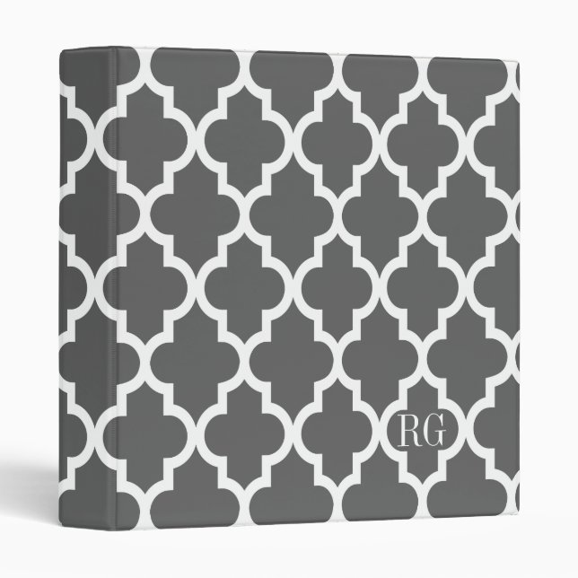 Modern Moroccan Lattice Pattern In Grey Binder (Front/Spine)