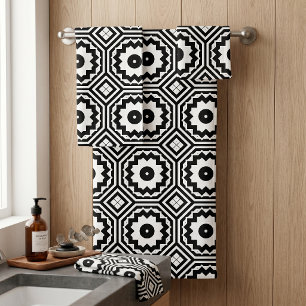 Modern Moroccan Motifs Geometric Pattern Bath Towel Set