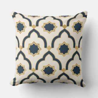 Modern Moroccan Navy Gold Geometric Pillow