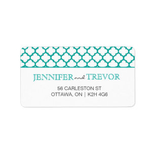Modern Moroccan Pattern Label Teal