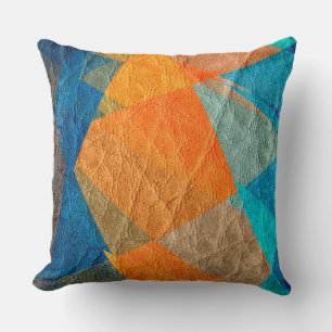 Modern Mosaic Coloured Leather #2 Throw Pillow