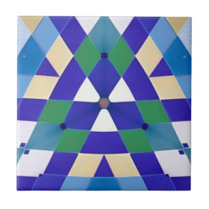 Modern mosaic geometric blue green white tile