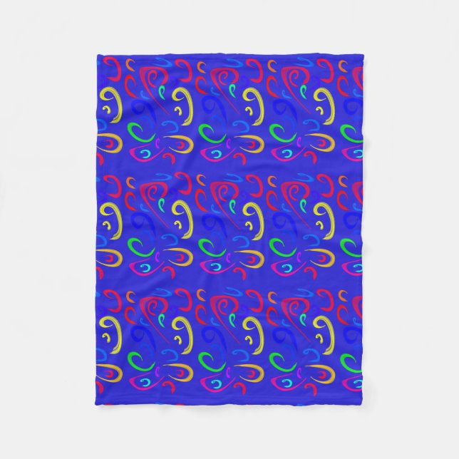 Modern mosaics in blue background fleece blanket (Front)