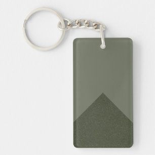 Modern Moss Green Chevron Keychain – Customizable