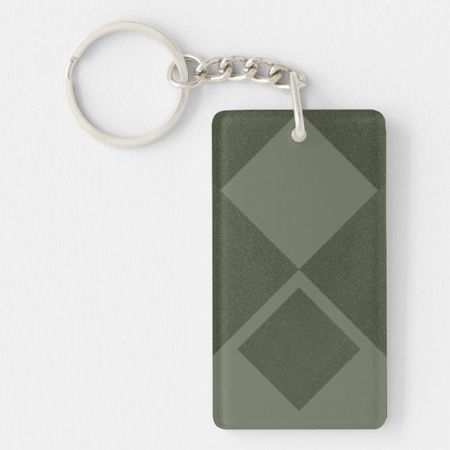 Modern Moss Green Diamond Keychain – Customizable (Front)