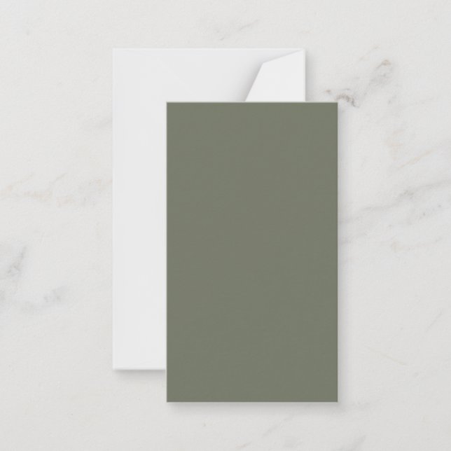 Modern Moss Green Flat Note Card – Customizable (Front)