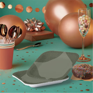 Modern Moss Green Geometric Paper Plate