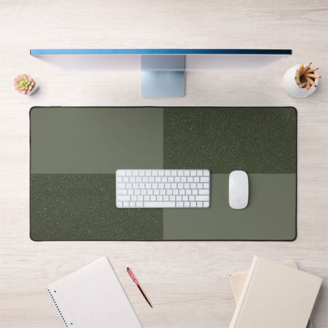 Modern Moss Green Grid Desk Mat – Customizable (Office 1)
