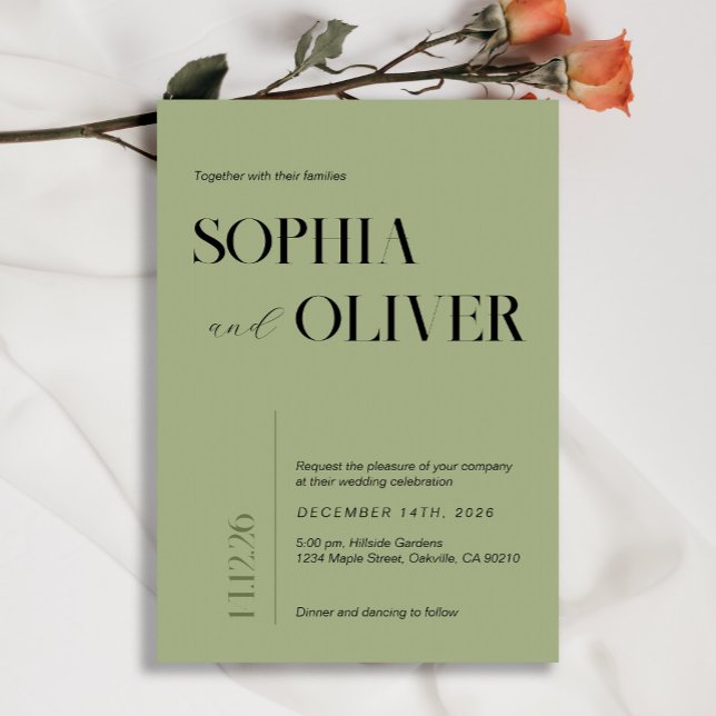 Modern moss green minimalistic typography invitation (Creator Uploaded)