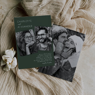 Modern Moss Green Photo Wedding Invitation