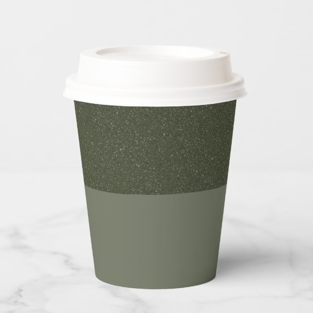 Modern Moss Green Textured Paper Cup – Customize (Front)