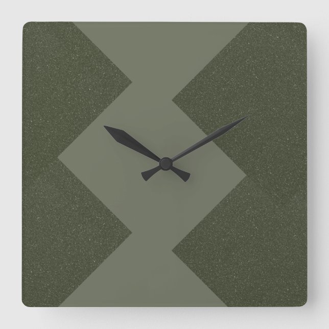 Modern Moss Green Zigzag Wall Clock (Front)