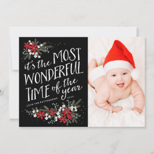 Modern Most Wonderful Holiday Greetings Photo Card