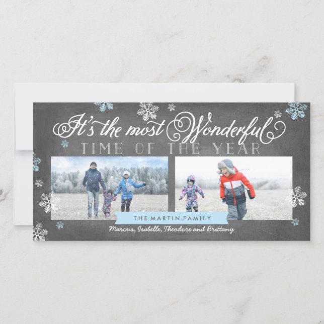 Modern Most Wonderful Time Holiday Chalkboard (Front)