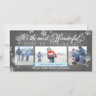 Modern Most Wonderful Time Holiday Chalkboard Card