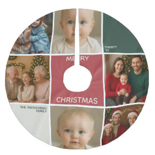 Modern mother baby collage Christmas family Brushed Polyester Tree Skirt