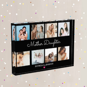 Modern Mother Daughter Calligraphy   Photo Collage Block