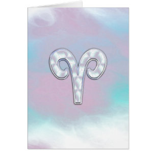 Modern Mother of Pearl Style Aries Zodiac Symbol