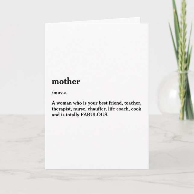 Modern Mother's Day | Definition of Mother Card (Front)