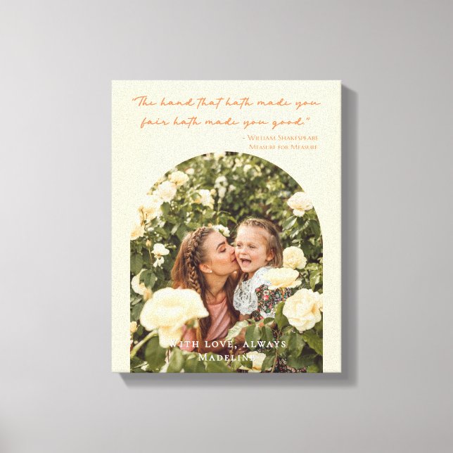 Modern Mother's Day Elegant Arch Photo Quote Canvas Print (Front)