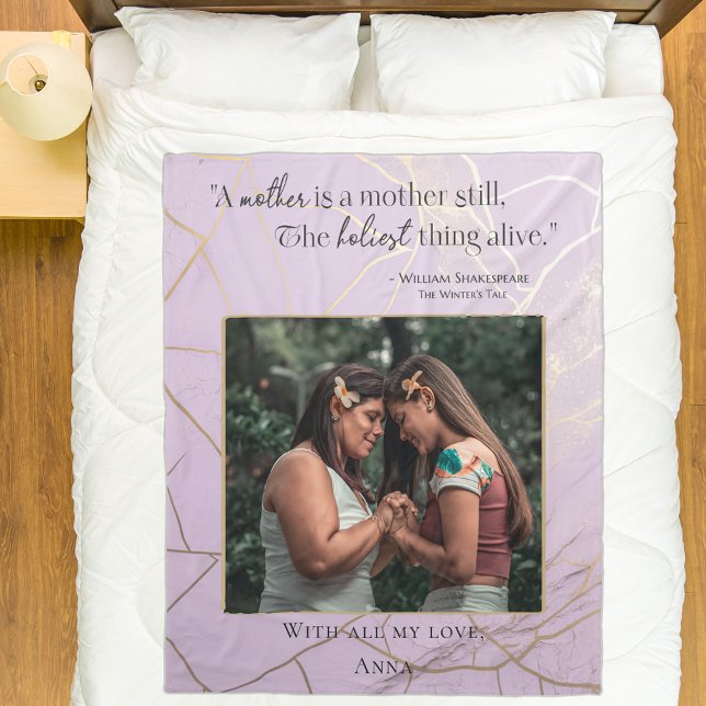 Modern Mother's Day Elegant Pastel Kintsugi Quote Fleece Blanket (Creator Uploaded)
