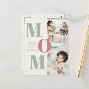 Modern Mother's Day Photo Collag   MOM Letters Postcard