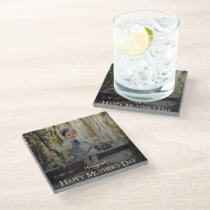 Modern Mother's Day Photo Glass Coaster